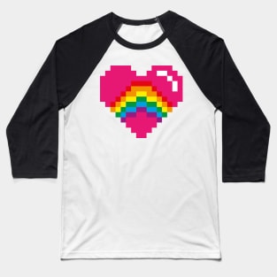 PIXEL HEART RAINBOW Baseball T-Shirt